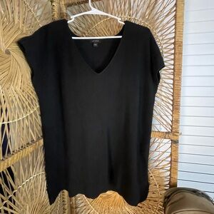 J. Jill Whereever Collection V Neck Ribbed Sweater Top V-Neck Short Sleeve L